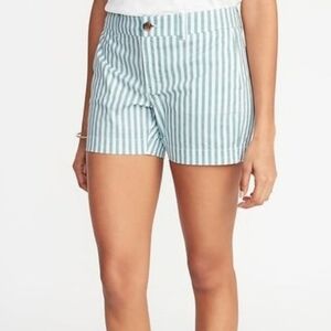 #1579 Old Navy Everyday Green & White Striped Women's Shorts Sz.8